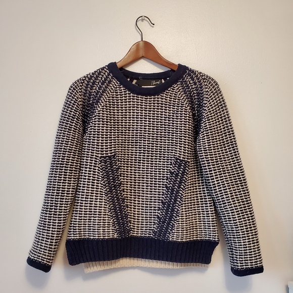 Navy Wool Crewneck Sweater - Picture 1 of 5